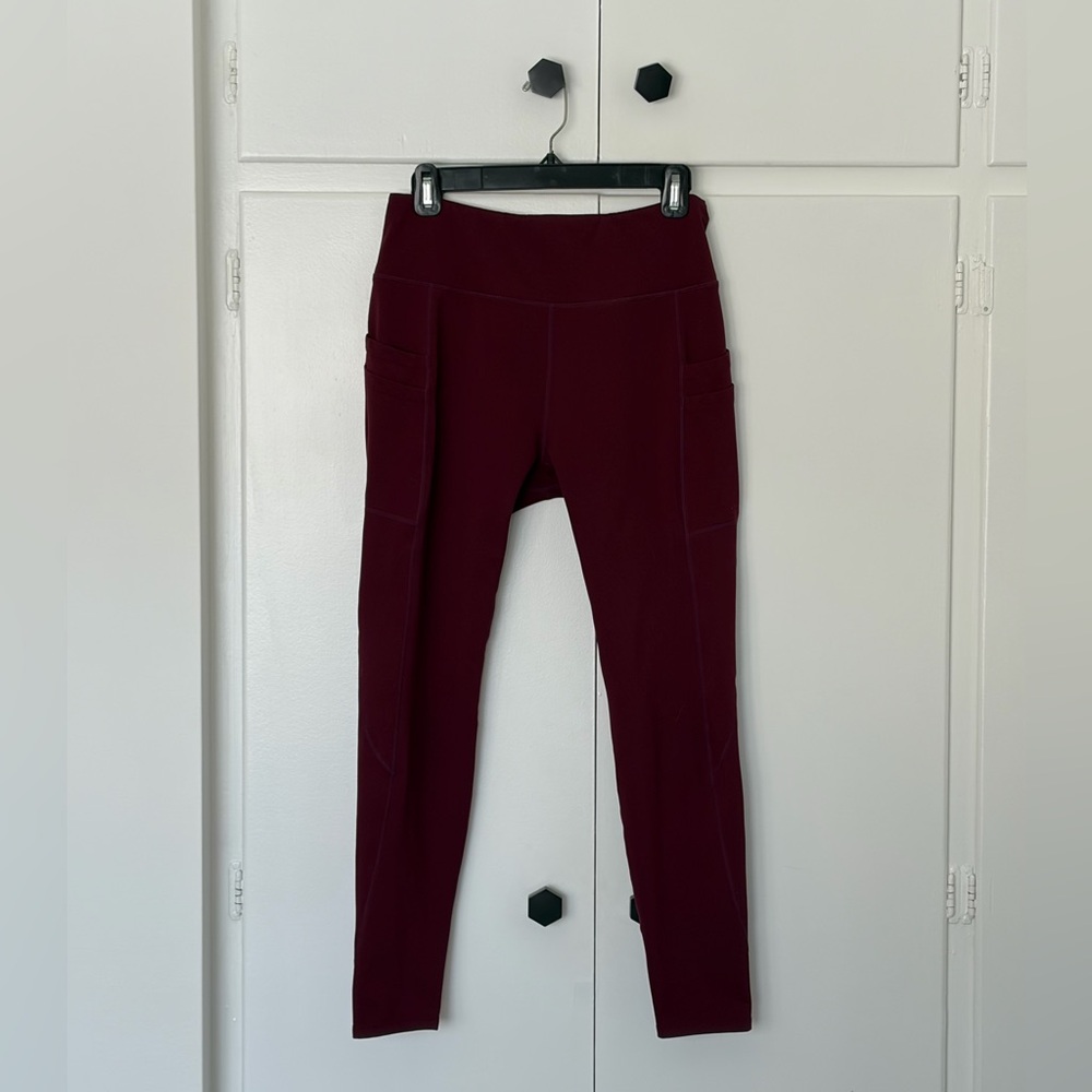 Baleaf Full Length Fleece Lined Leggings in Red Wine Colour